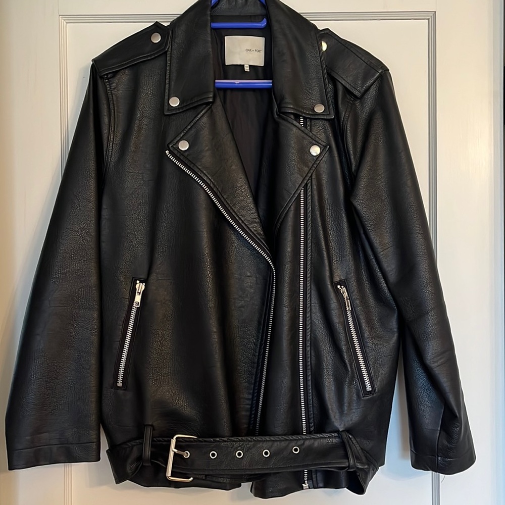 Oak and Fort Oversized Vegan Leather Jacket OS